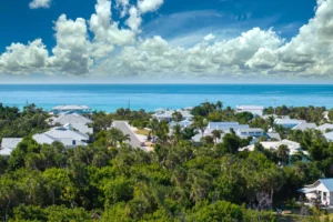 Aerial view of a beautiful beachside community in Vero Beach Florida